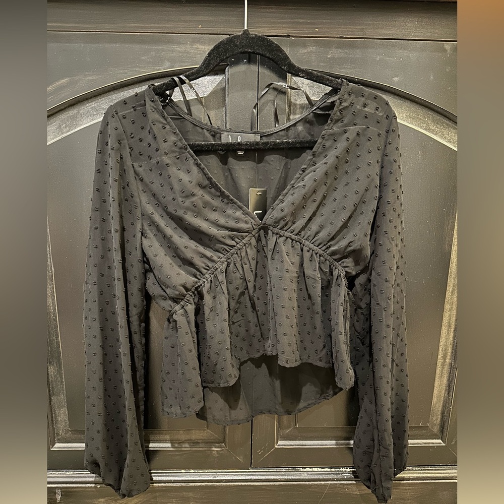 Lulus long sleeve black sheer top